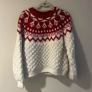 Zara size M cozy winter sweater.  Worn once.  Red and beige